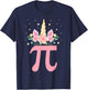Cute Unicorn Pi day Floral Kids Boys Girls Math Teachers T-Shirt - T-Shirt | Navy
