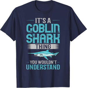 Goblin Shark Animal Tooth Funny Ocean T-Shirt - T-Shirt | Navy