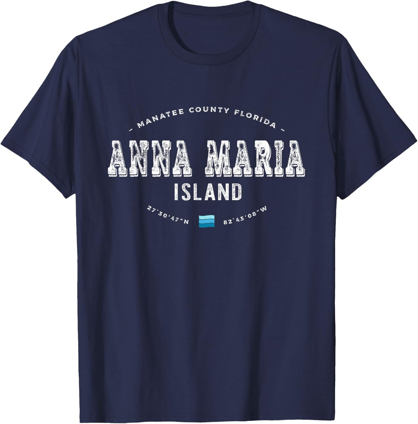 Vintage Retro Anna Maria Island Florida Graphic T-Shirt - T-Shirt | Navy