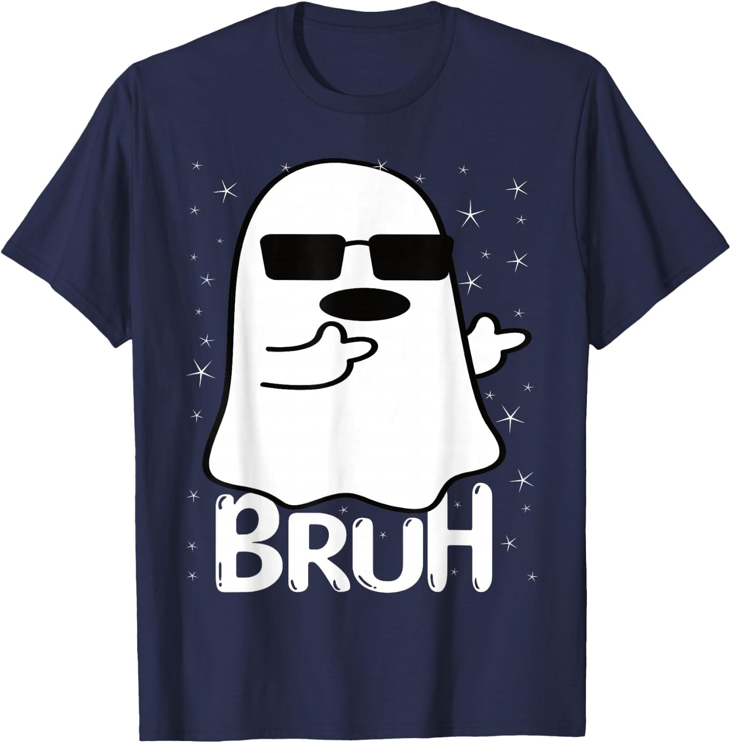 Bruh Ghost Funny Halloween Costume Men Kids Boys T-Shirt - T-Shirt | Navy