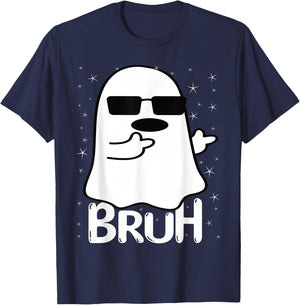 Bruh Ghost Funny Halloween Costume Men Kids Boys T-Shirt - T-Shirt | Navy