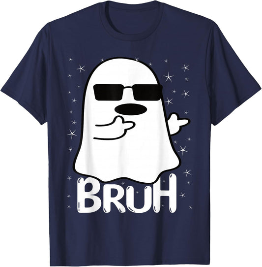 Bruh Ghost Funny Halloween Costume Men Kids Boys T-Shirt - T-Shirt | Navy