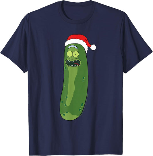 Rick and Morty Christmas, Merry Rickmas With Pickle Rick T-Shirt - T-Shirt | Navy
