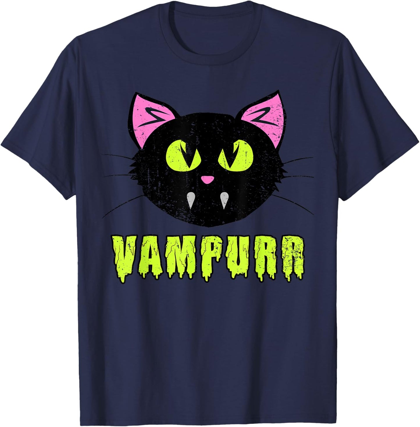 Vampurr Vampire Black Cat-Shirt Funny Lazy Halloween Costume T-Shirt - T-Shirt | Navy