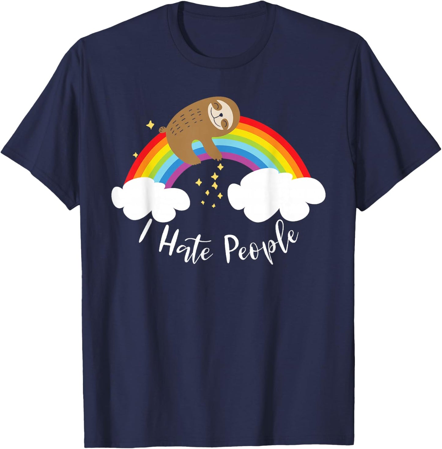Cute Sloth - I Hate People T-Shirt - T-Shirt | Navy