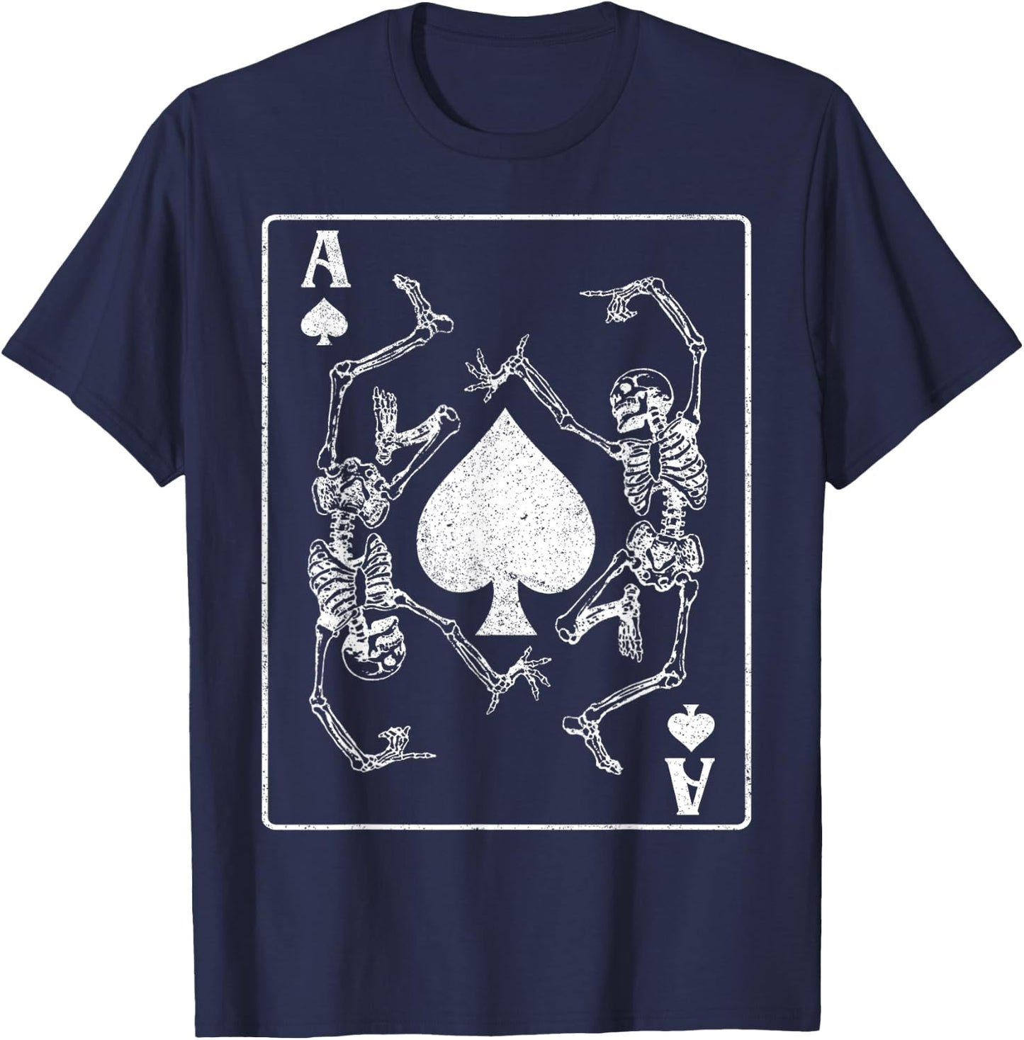 Goth Punk Ace Of Spades Card Shark Gambler Skeleton Vintage T-Shirt - T-Shirt | Navy