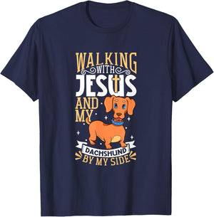 Jesus and dog - Dachshund Men Women Kids T-Shirt - T-Shirt | Navy