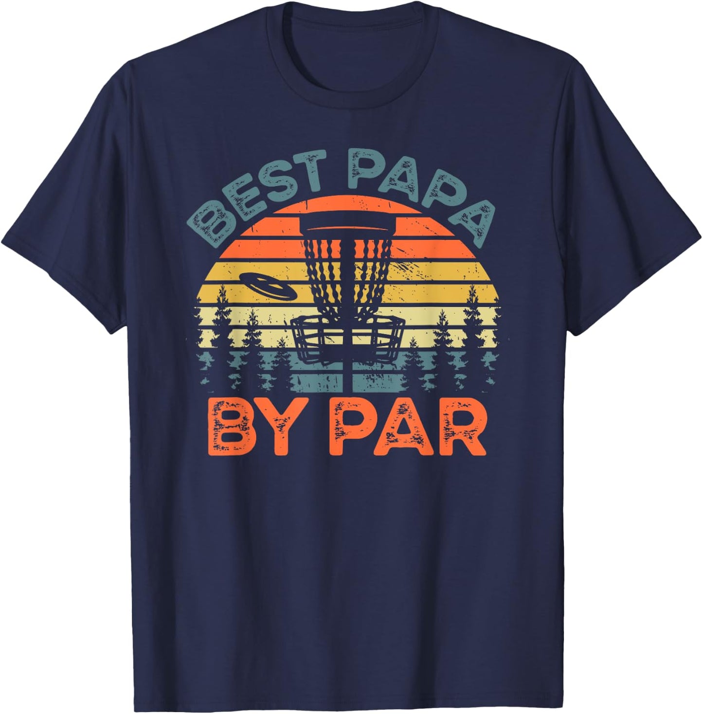 Retro Disc Golf Papa Shirt Best Papa By Par T-Shirt - T-Shirt | Navy
