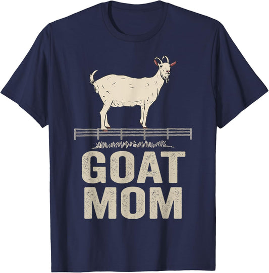 Funny Goat Mom I Love My Goat Retro Vintage Goat Lover Gift T-Shirt - T-Shirt | Navy