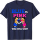 Gender Reveal Blue vs Pink Ethnic Boxing Babies Boy Or Girl T-Shirt - T-Shirt | Navy
