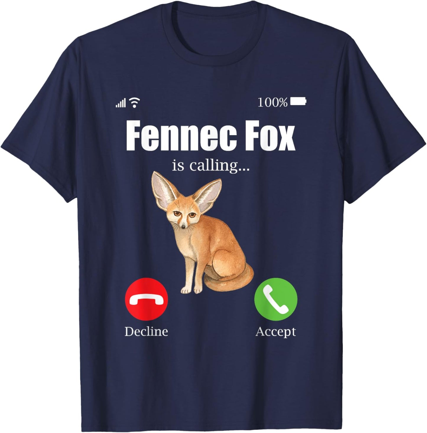 Fennec Fox Cute Fennic Foxes Fenec Animal Fox Lover T-Shirt - T-Shirt | Navy