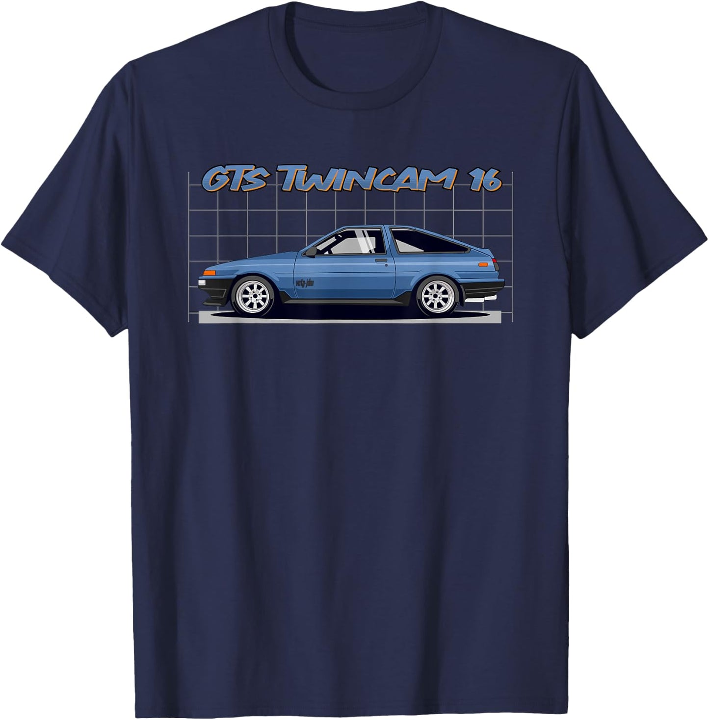 vntg-JDM 86 4AG Car Graphic T-Shirt - T-Shirt | Navy