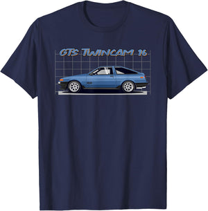 vntg-JDM 86 4AG Car Graphic T-Shirt - T-Shirt | Navy