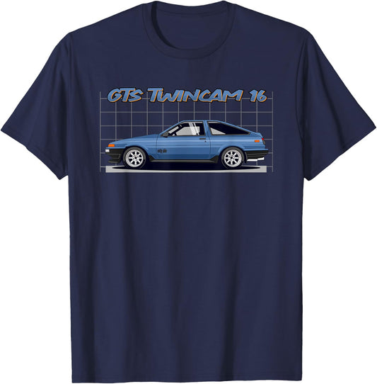 vntg-JDM 86 4AG Car Graphic T-Shirt - T-Shirt | Navy