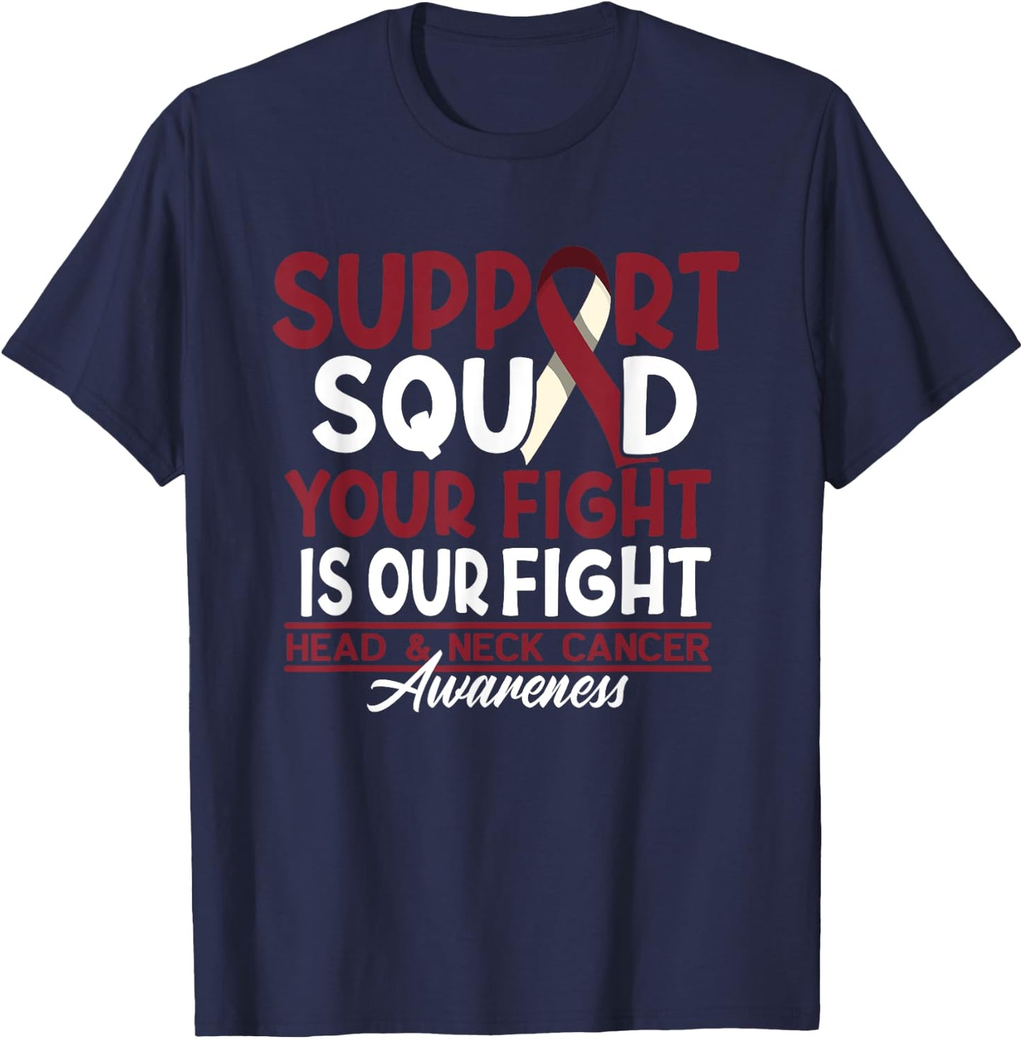 Support Awareness Squad I HNSCC Head And Neck Cancer T-Shirt - T-Shirt | Navy