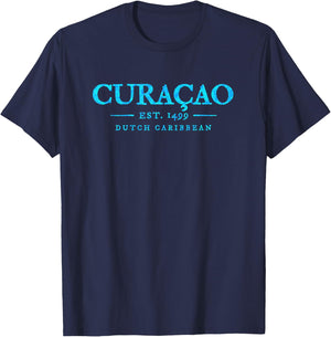Colourful Curacao Retro Throwback Souvenir on the T-Shirt - T-Shirt | Navy