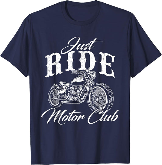 Just Ride Motor Club - Biker Motorcycle Rider T-Shirt - T-Shirt | Navy