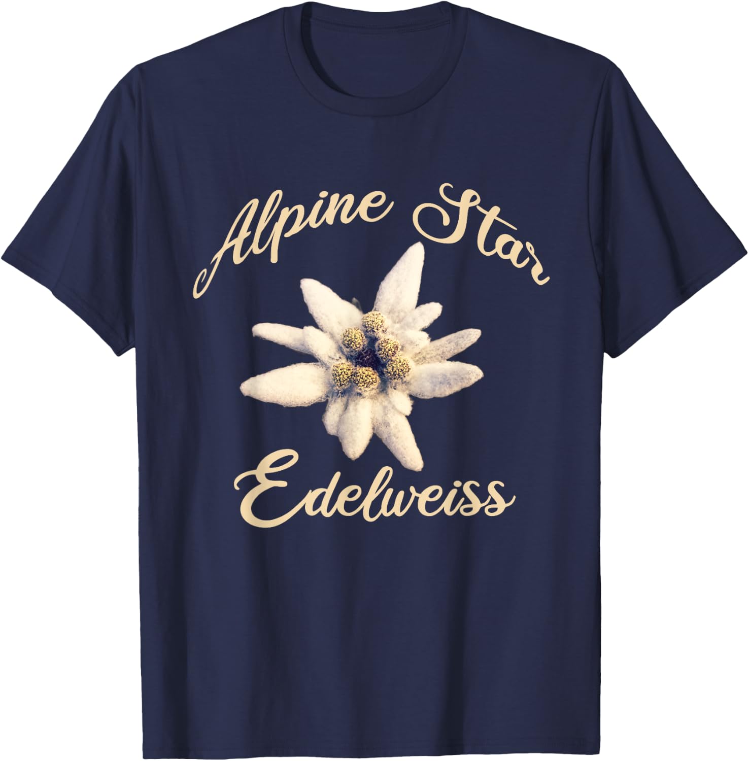 Edelweiss Alpine Star in Vintage Design T-Shirt - T-Shirt | Navy