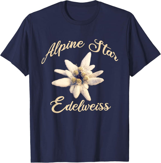 Edelweiss Alpine Star in Vintage Design T-Shirt - T-Shirt | Navy