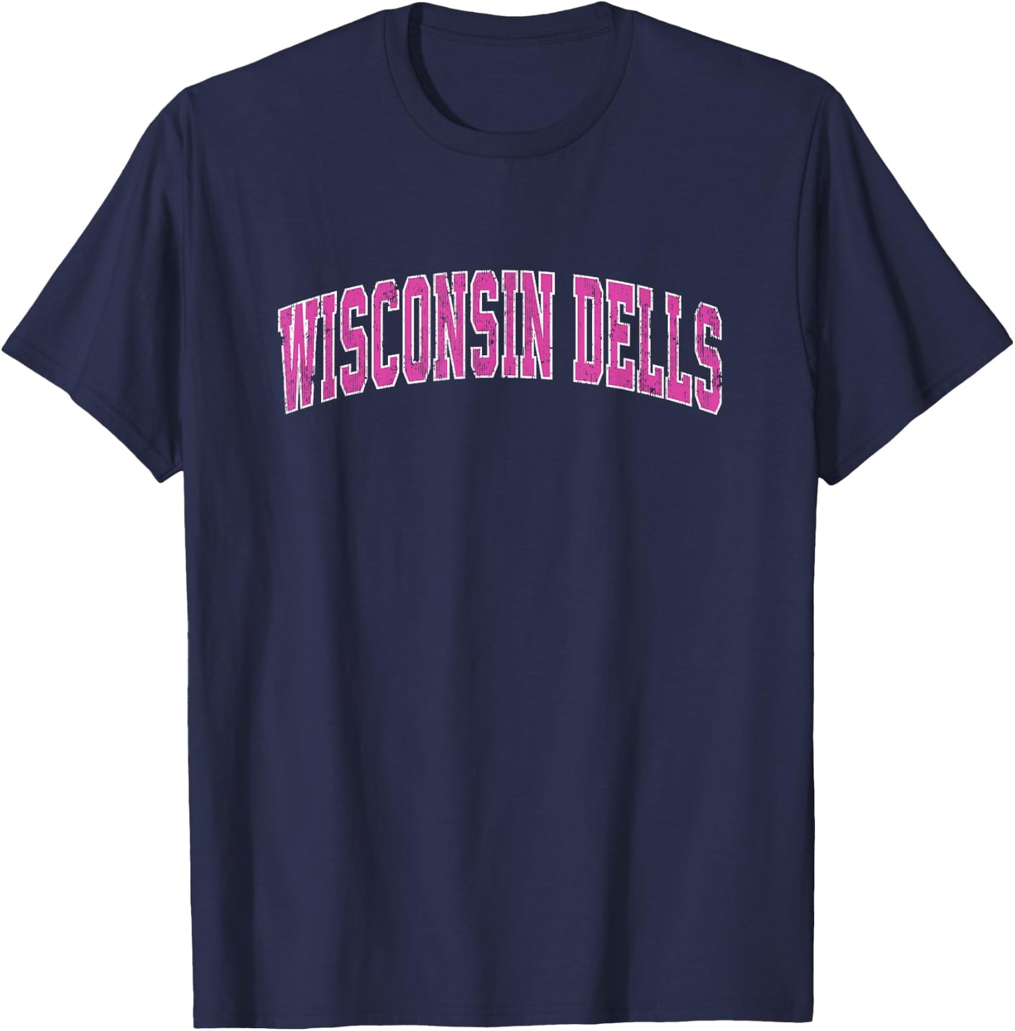 Wisconsin Dells Wisconsin WI Vintage Sports Design Pink Desi T-Shirt - T-Shirt | Navy