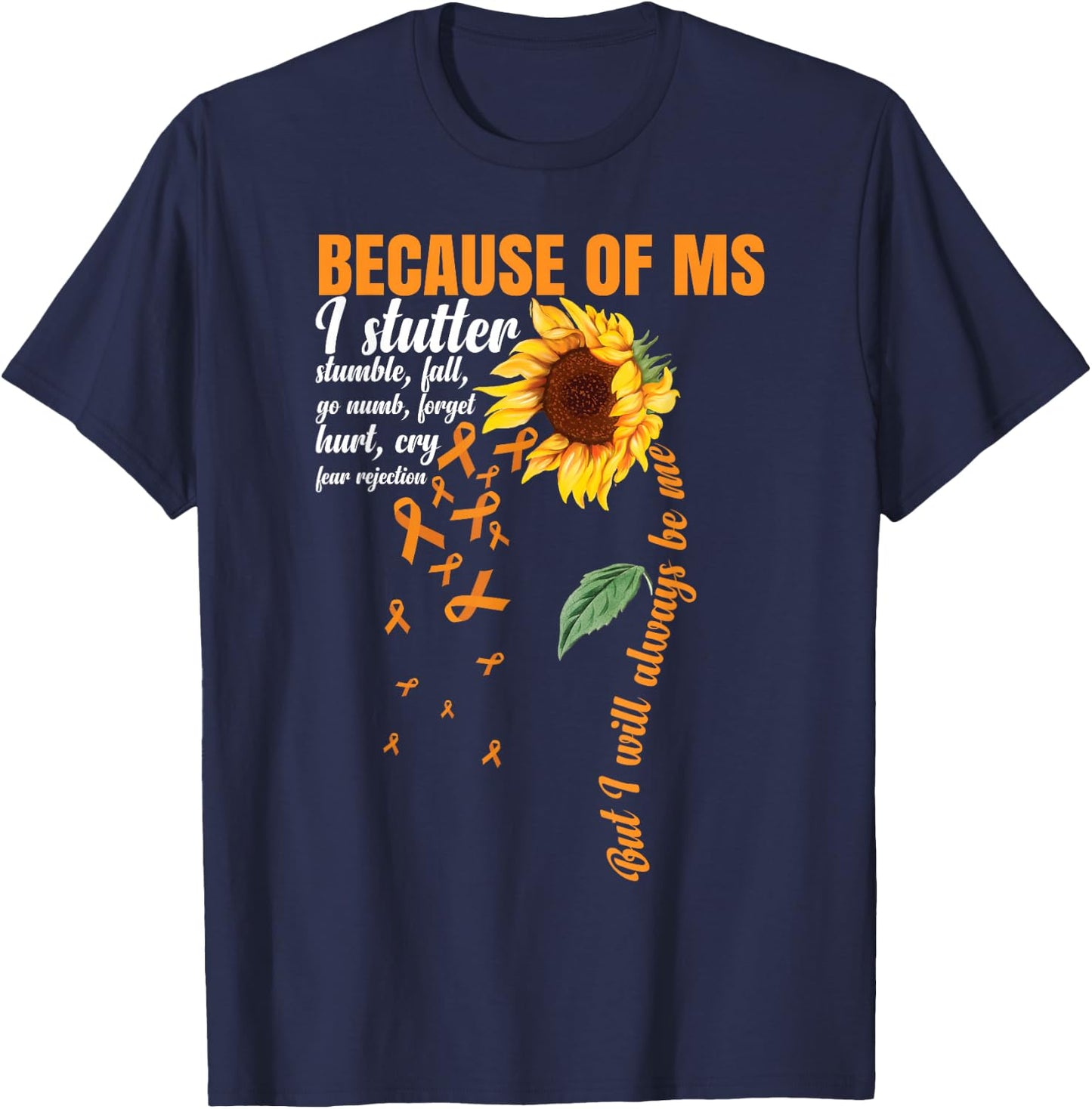 Multiple Sclerosis Warrior MS Sunflower T-Shirt - T-Shirt | Navy