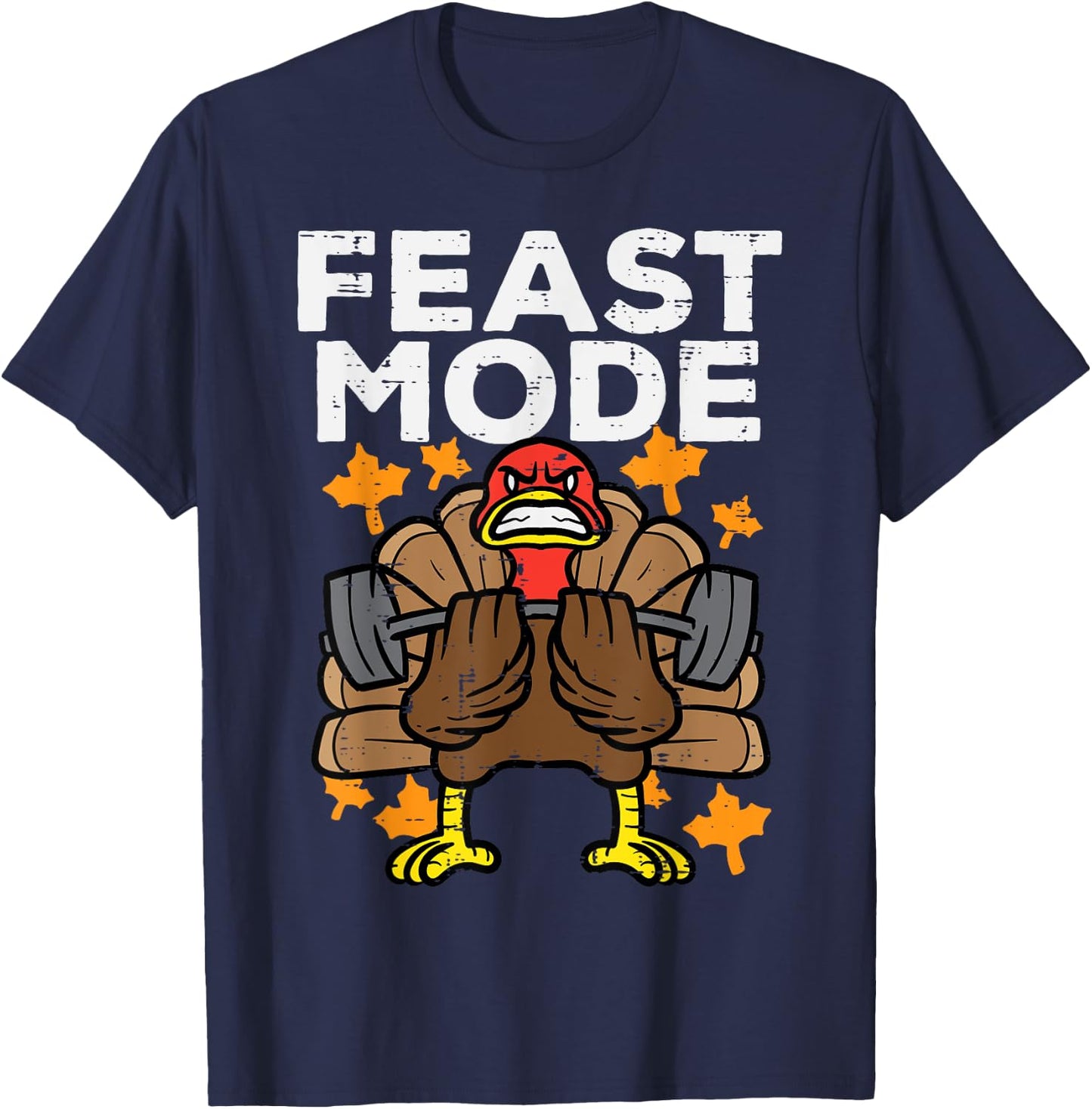 Thanksgiving Feast Turkey Barbel Mode Fall Gym Men Women Kid T-Shirt - T-Shirt | Navy