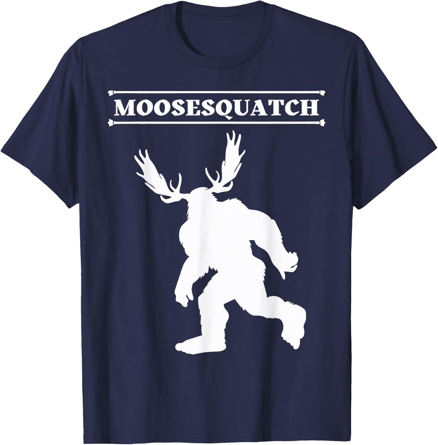White Moosesquatch Funny Moose-Sassquatch Cryptid Creature T-Shirt - T-Shirt | Navy