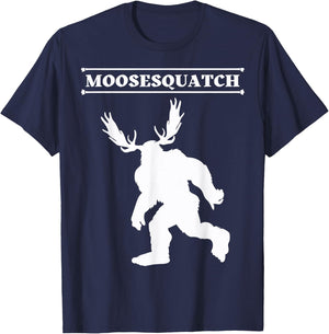 White Moosesquatch Funny Moose-Sassquatch Cryptid Creature T-Shirt - T-Shirt | Navy