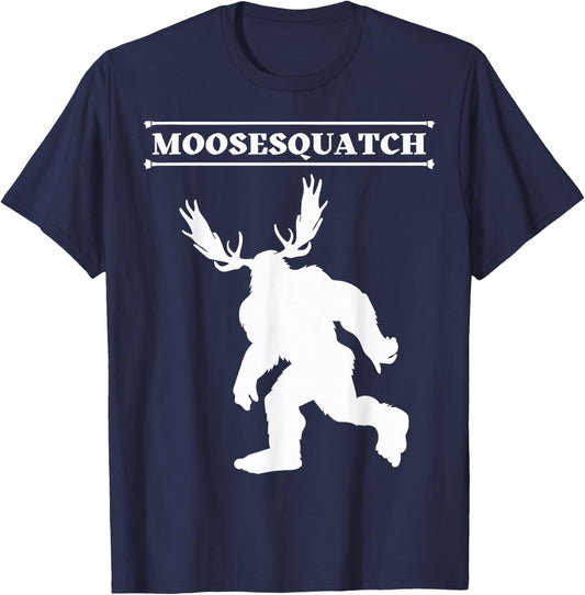 White Moosesquatch Funny Moose-Sassquatch Cryptid Creature T-Shirt - T-Shirt | Navy