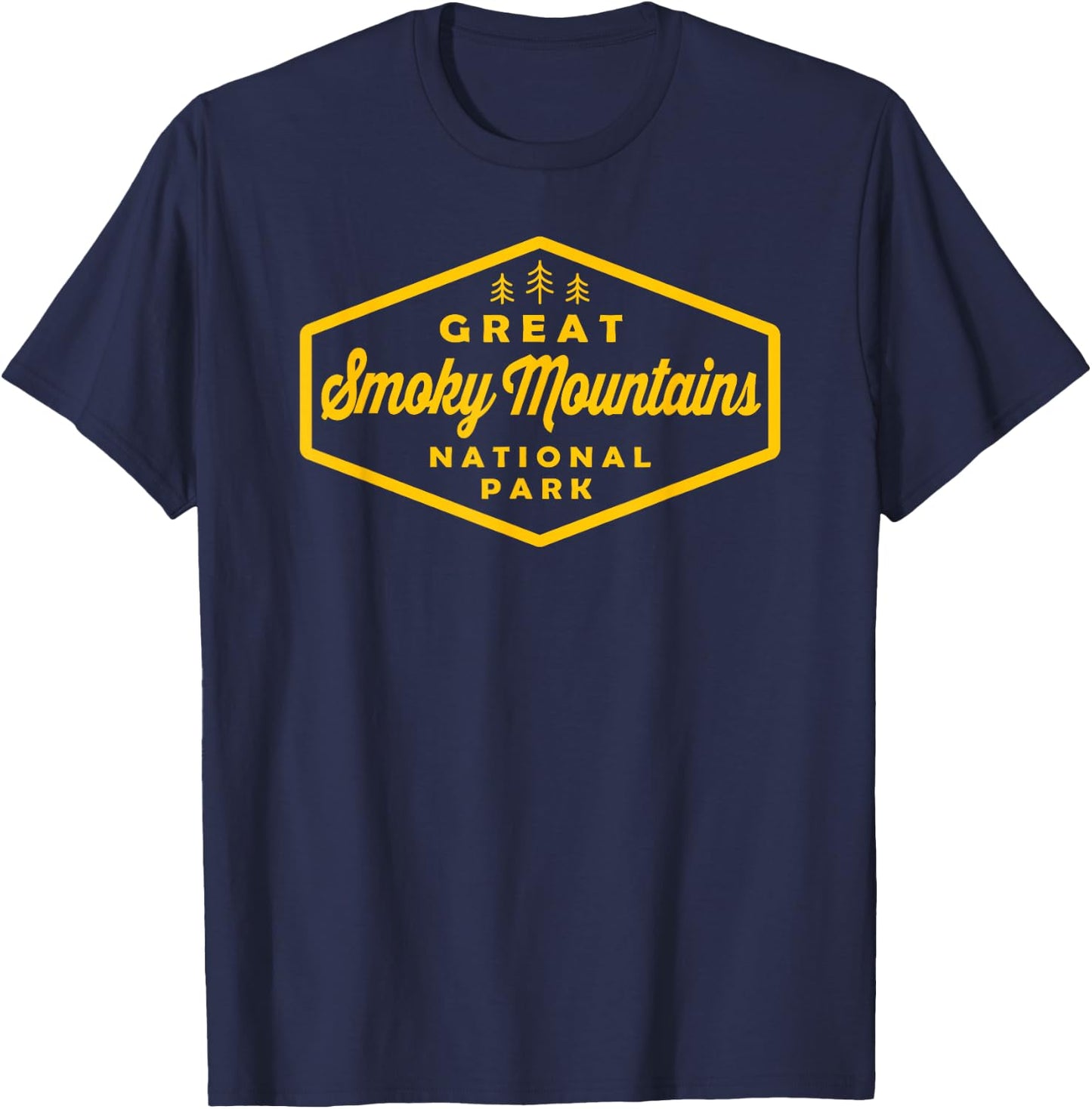 Great Smoky Mountains National Park Hexagon Camping Hiking T-Shirt - T-Shirt | Navy