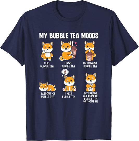 My Bubble Tea Moods Cute Kawaii Boba Tea Bubble Tea T-Shirt - T-Shirt | Navy
