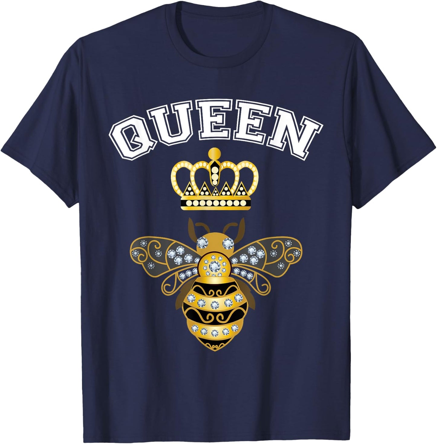 Queen Bee Crown Women Men Girls Honey Hive Beekeeping Bee T-Shirt - T-Shirt | Navy