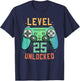 Level 25 Unlocked 25th Birthday Gamer Gifts 25 Year Old Male T-Shirt - T-Shirt | Navy