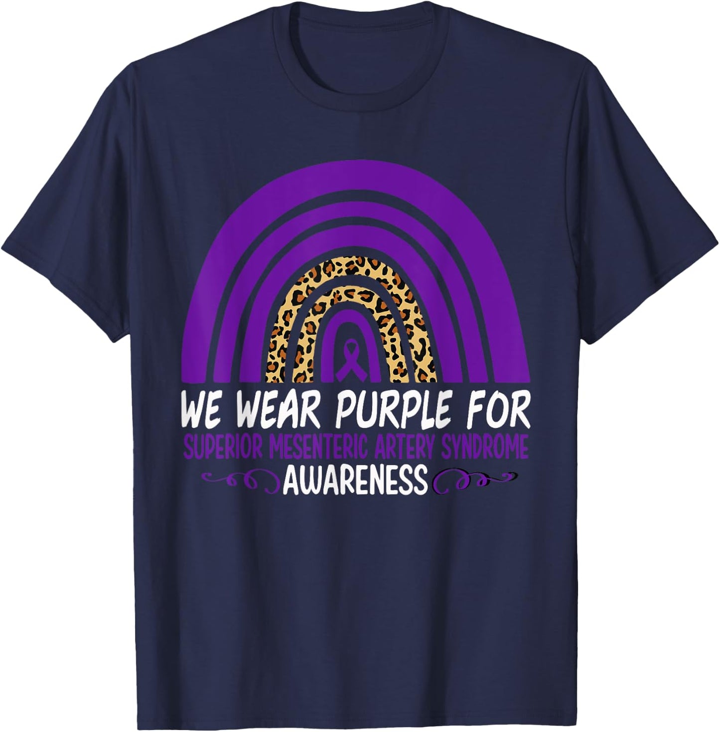 We Wear Purple Superior Mesenteric Artery Syndrome Awareness T-Shirt - T-Shirt | Navy