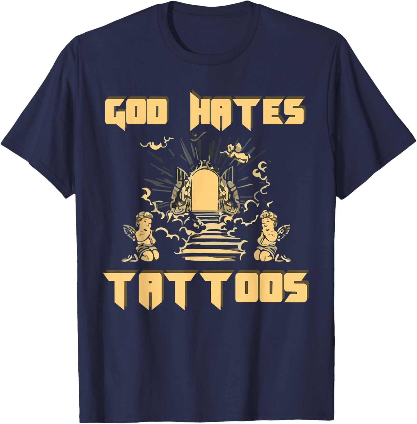 God Hates Tattoos Christian Bible Jesus Anti Tattoo Religion T-Shirt - T-Shirt | Navy