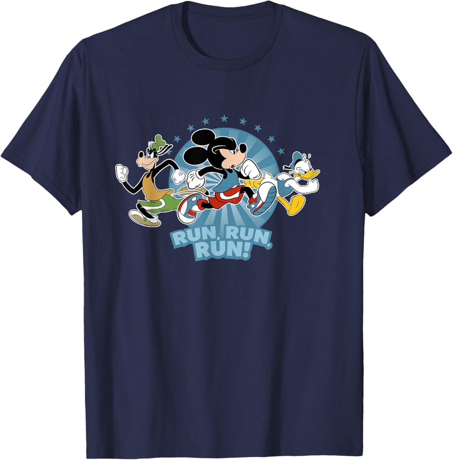 Disney Mickey Goofy and Donald Run Run Run! Marathon Running T-Shirt - T-Shirt | Navy