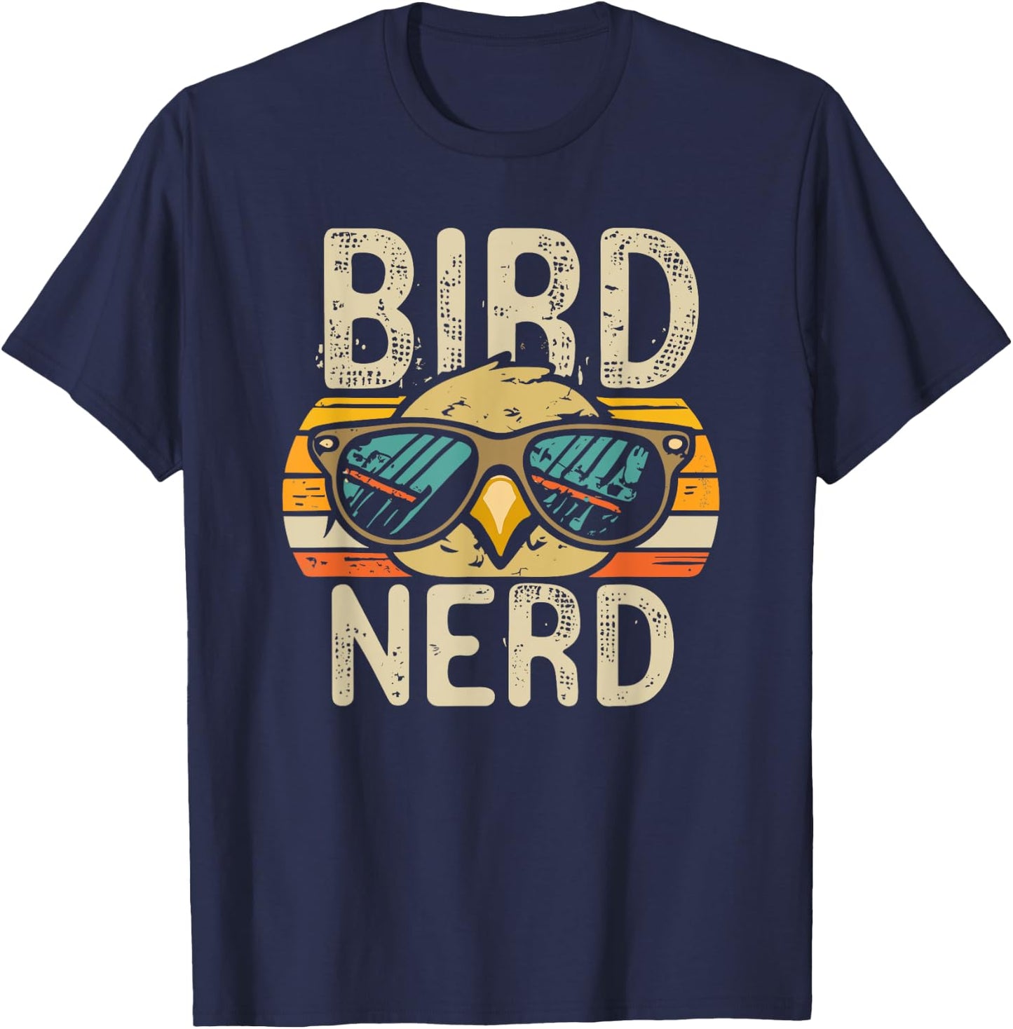 I heart Birds Funny Bird Nerd Vintage Retro Sunset Cute T-Shirt - T-Shirt | Navy