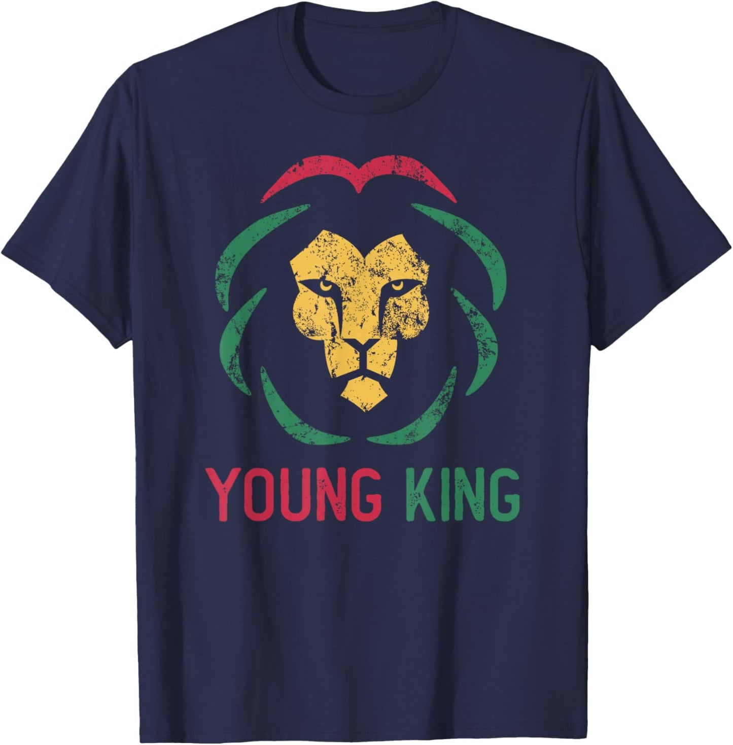 Young King African Lion Boy Black History Month African Boys T-Shirt - T-Shirt | Navy