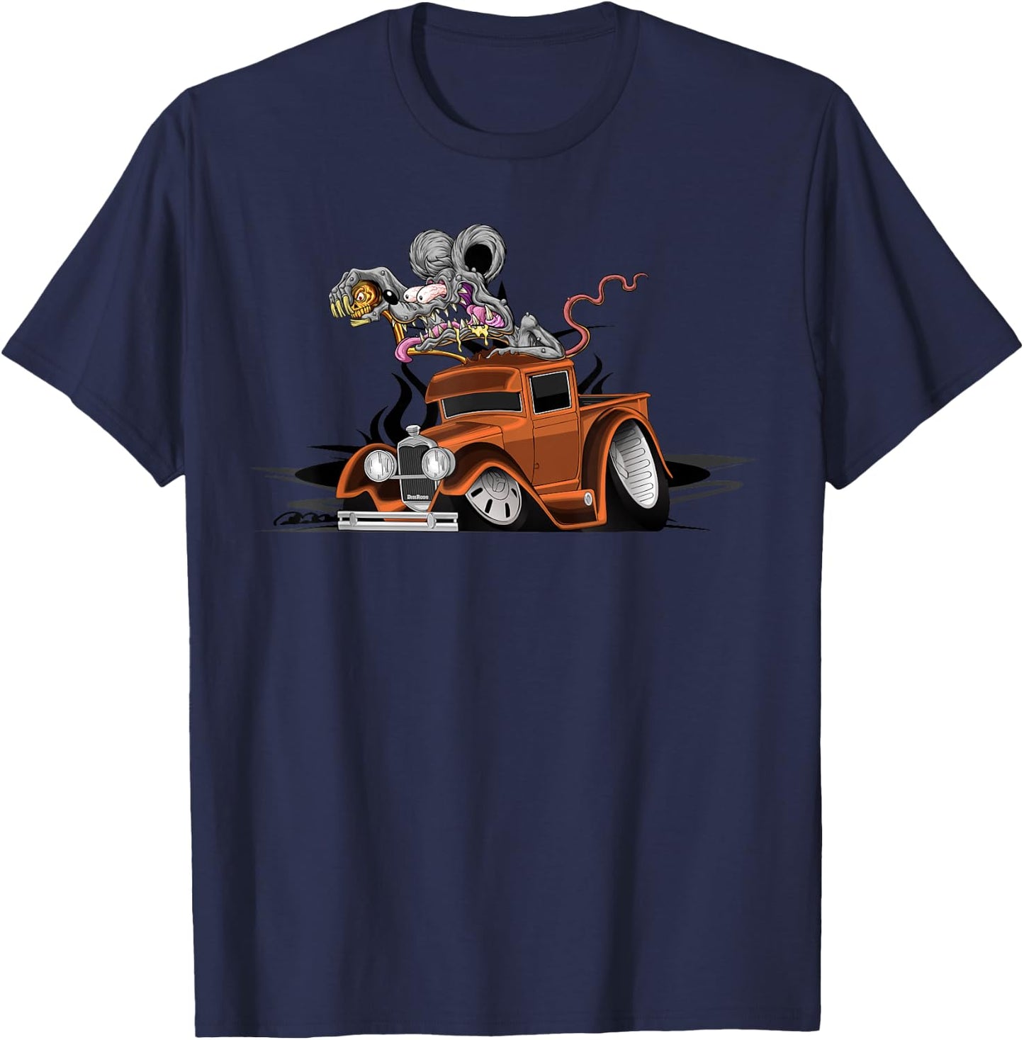 DigiRods Rat Rod Racer 1930s Hot Rod Truck Cartoon Car T-Shirt - T-Shirt | Navy