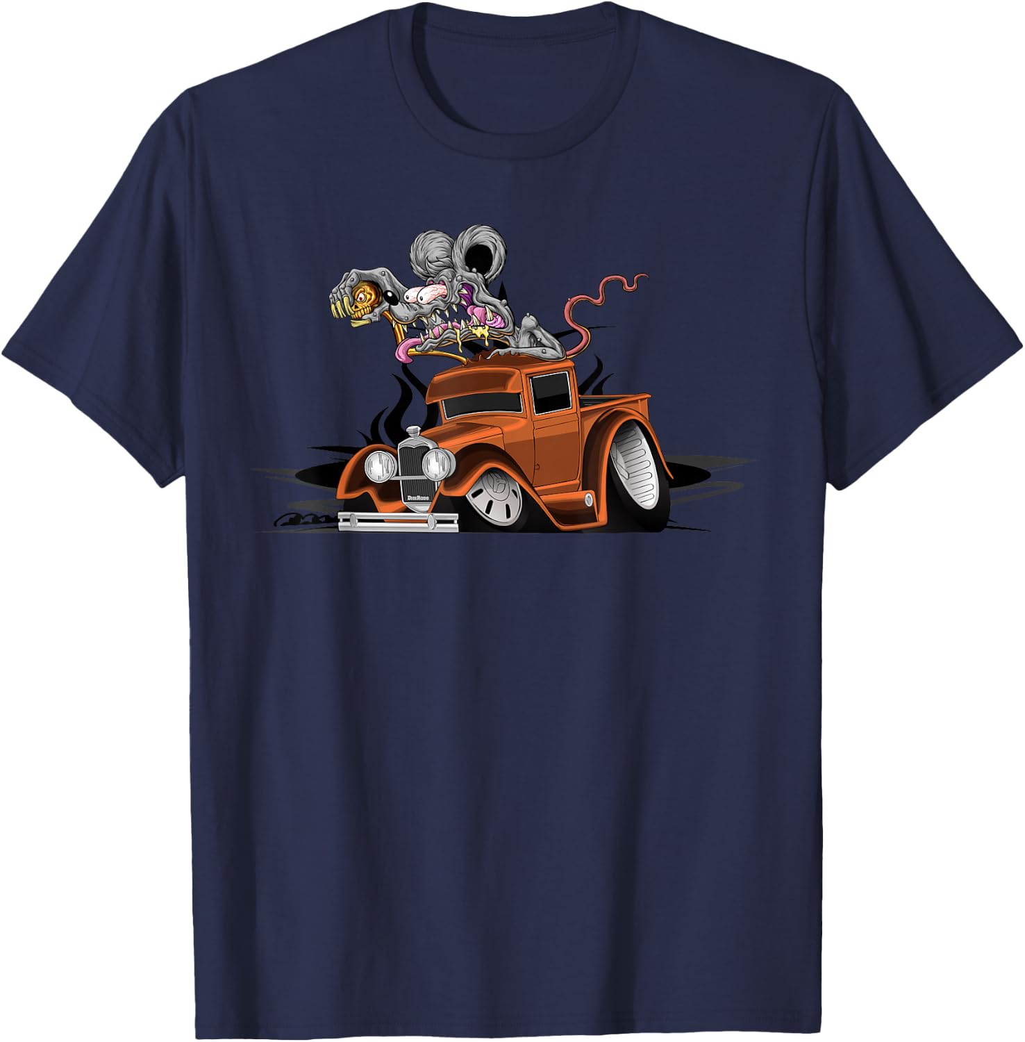 DigiRods Rat Rod Racer 1930s Hot Rod Truck Cartoon Car T-Shirt - T-Shirt | Navy