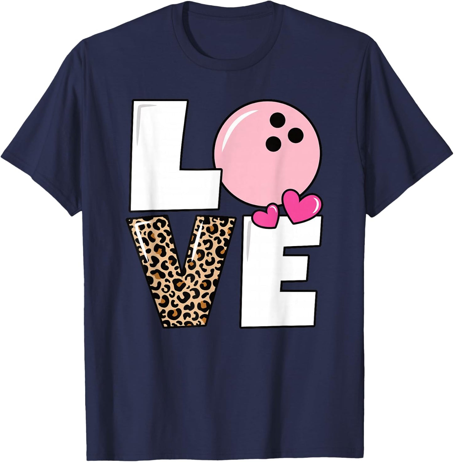 Cute Love Bowling Bowler Women Girls Bowling T-Shirt - T-Shirt | Navy