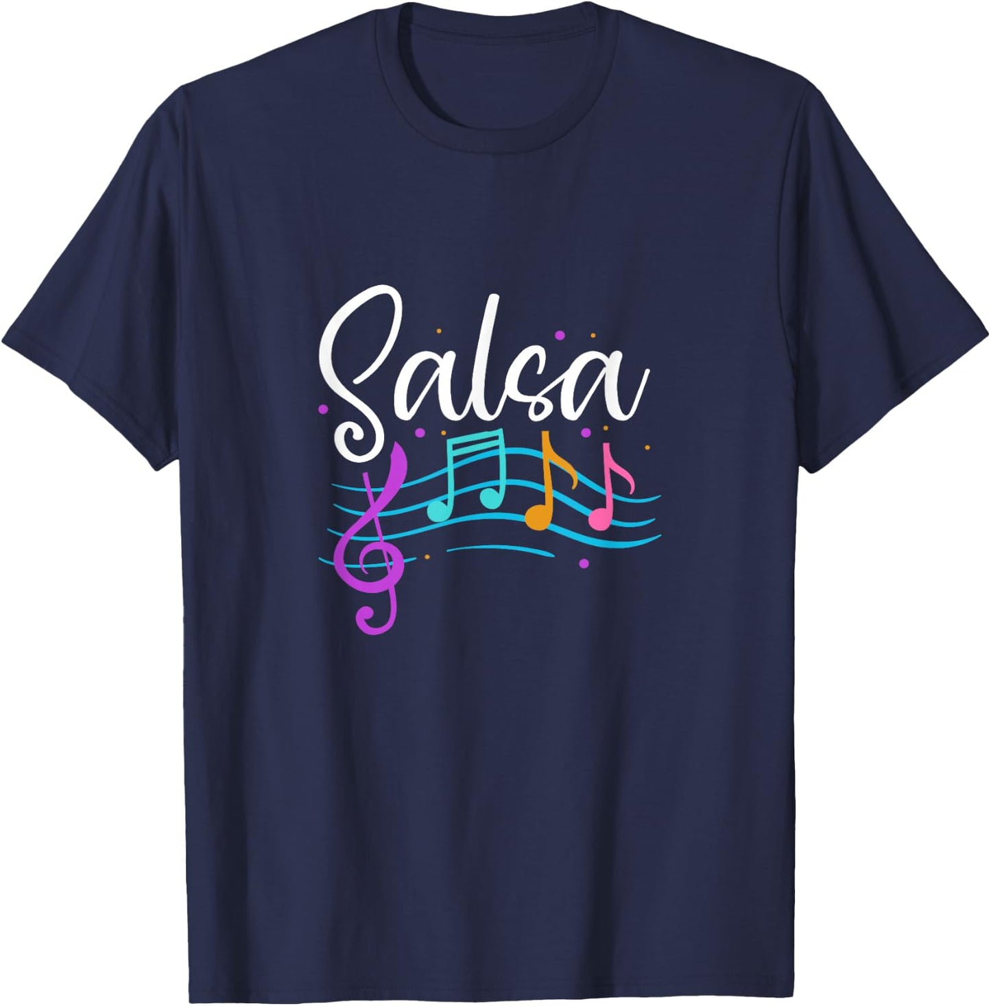Salsa Musical Notes Latin Music Dance T-Shirt - T-Shirt | Navy