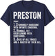 First Name Shirt Preston Definition Personalized Name Funny T-Shirt - T-Shirt | Navy