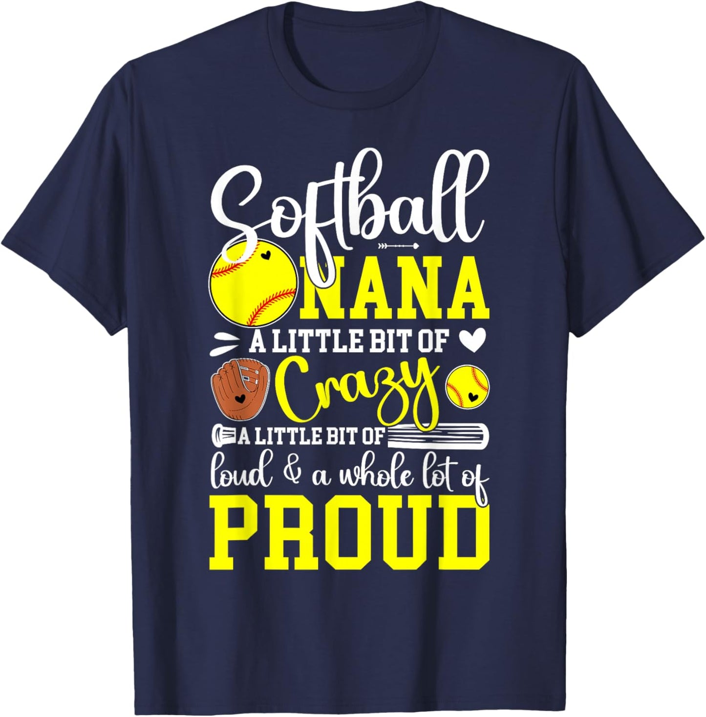 Softball Nana Proud Nana Of A Softball Player T-Shirt - T-Shirt | Navy