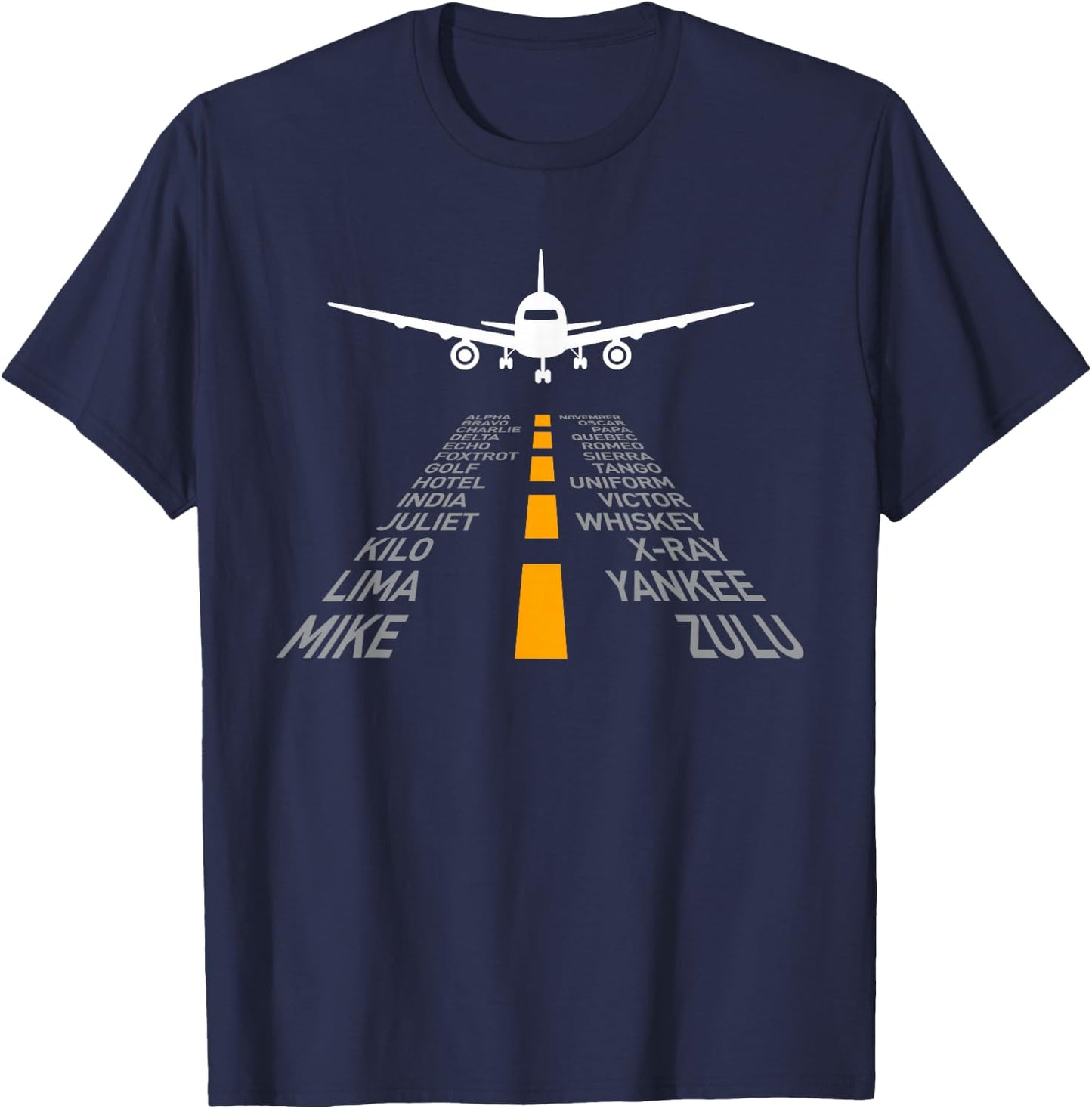 Airplane Pilot Gifts Airport Runway Phonetic Alphabet Plane T-Shirt - T-Shirt | Navy