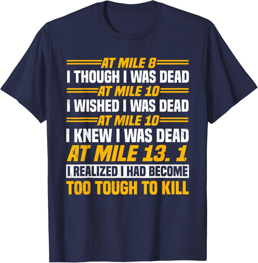 Marathoner Marathon Running Shoes Foot Race Runner T-Shirt - T-Shirt | Navy