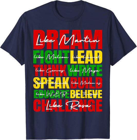 Dream Black History Month Juneteenth African American Gifts T-Shirt - T-Shirt | Navy