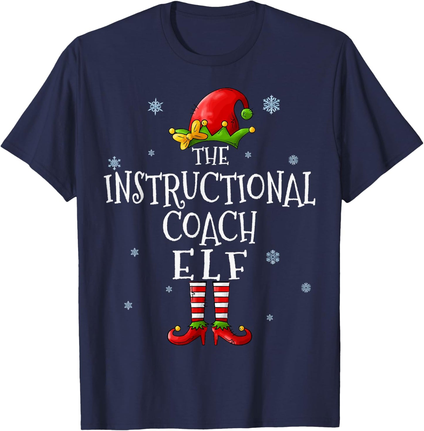 The Instructional Coach Elf Squad Funny Matching Christmas T-Shirt - T-Shirt | Navy