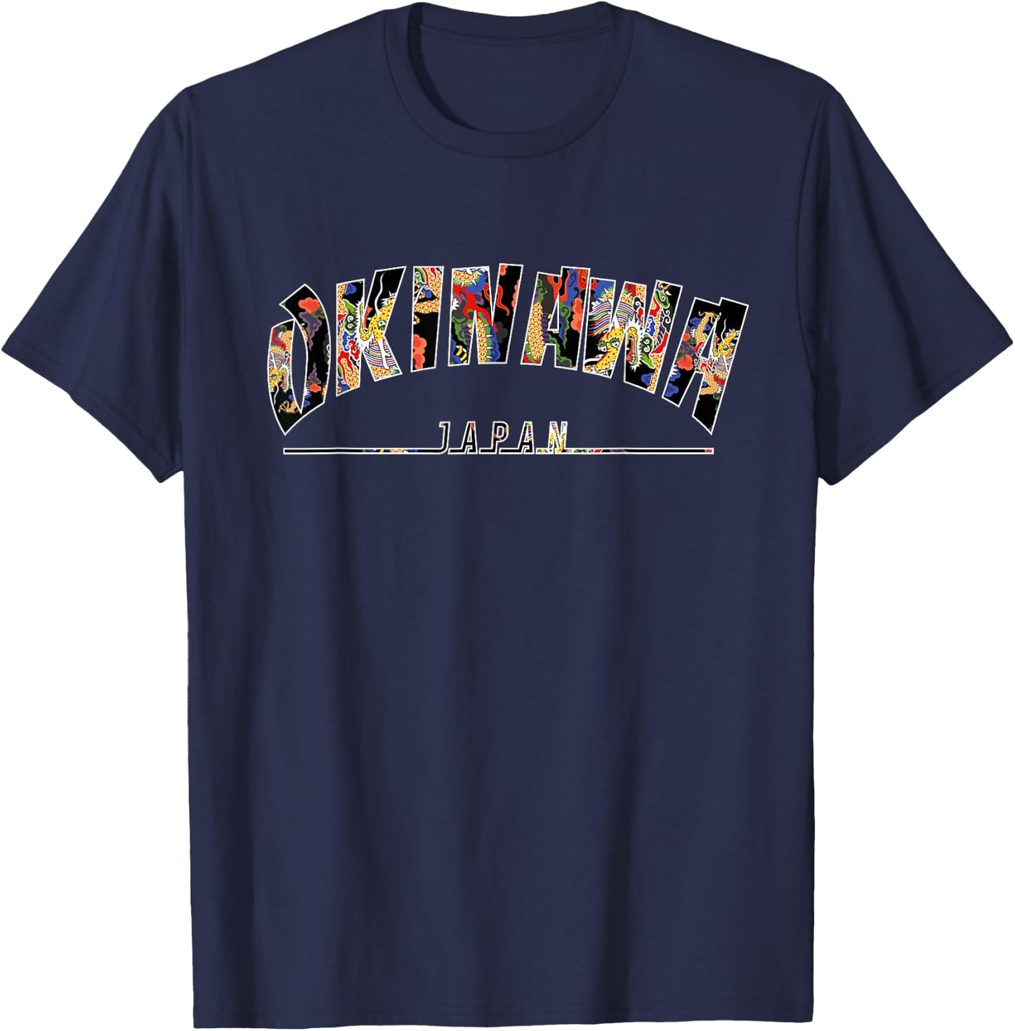 Okinawa Island Japan Uchinaanchu Ryukyu Bingata 沖縄紅型びんがた T-Shirt - T-Shirt | Navy