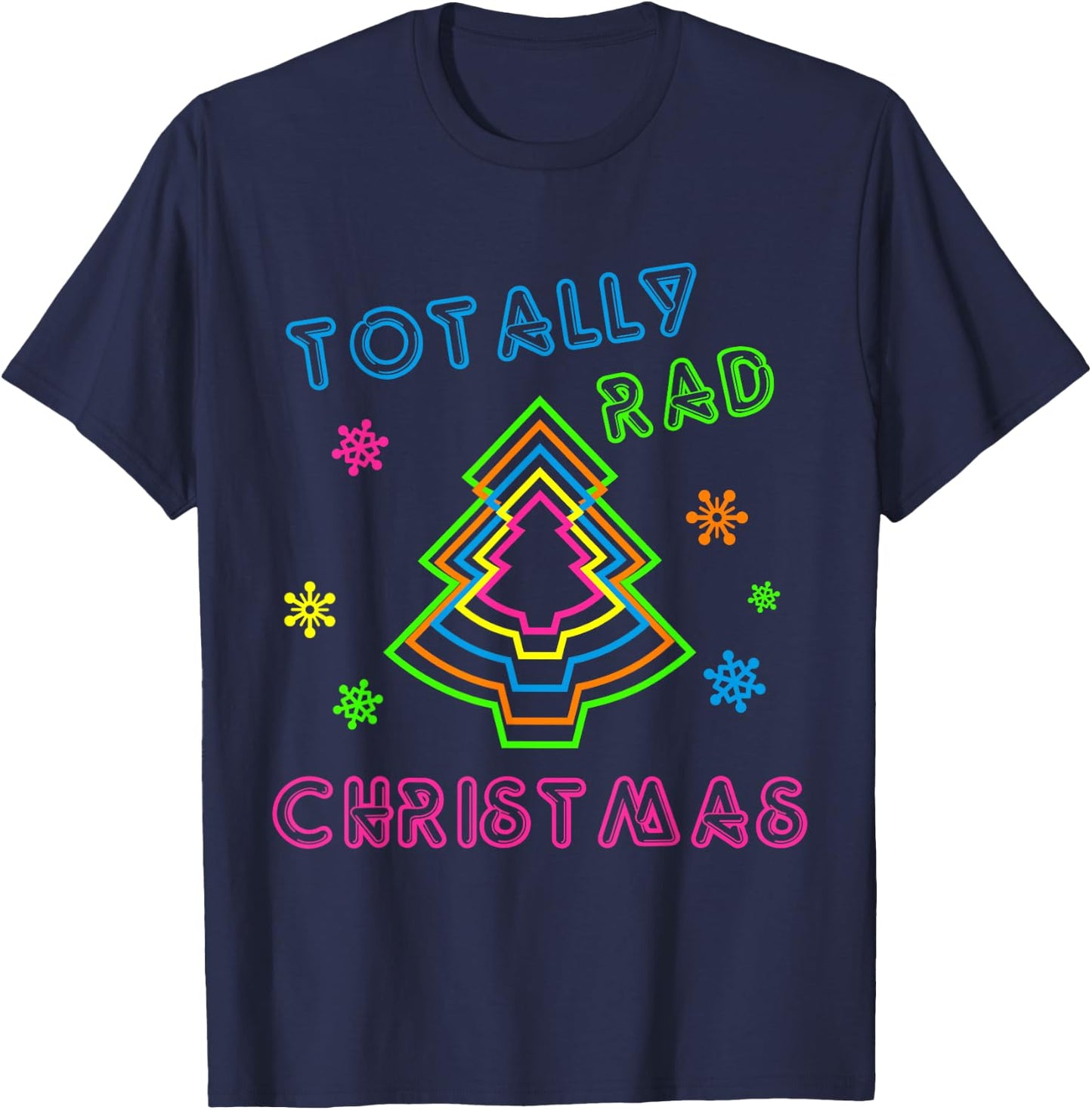 Totally Rad Christmas - 80s Retro Christmas T-Shirt - T-Shirt | Navy